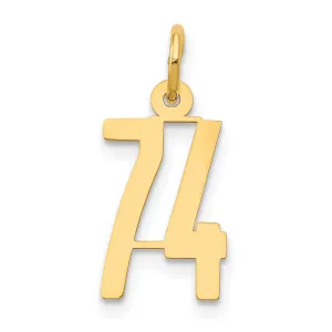 14K Gold Polished Elongated 74 Charm Small and Elegant