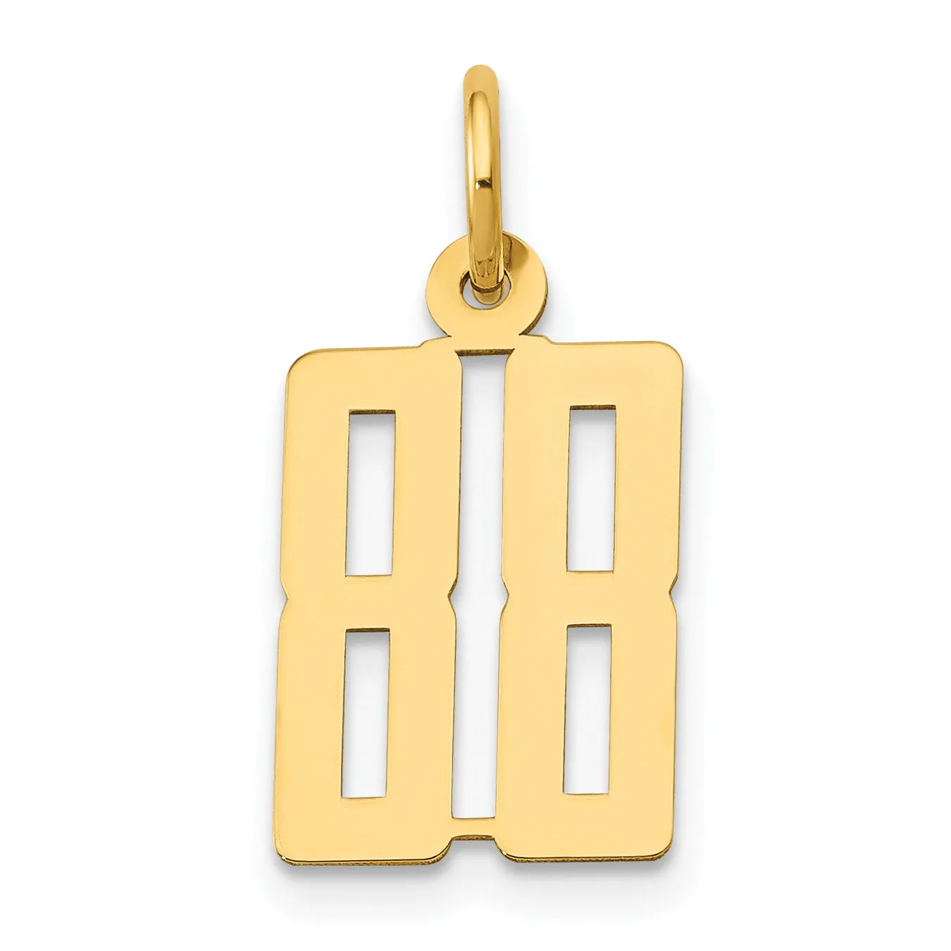 14K Gold Polished Elongated 88 Charm  Small, Laser Cut Design