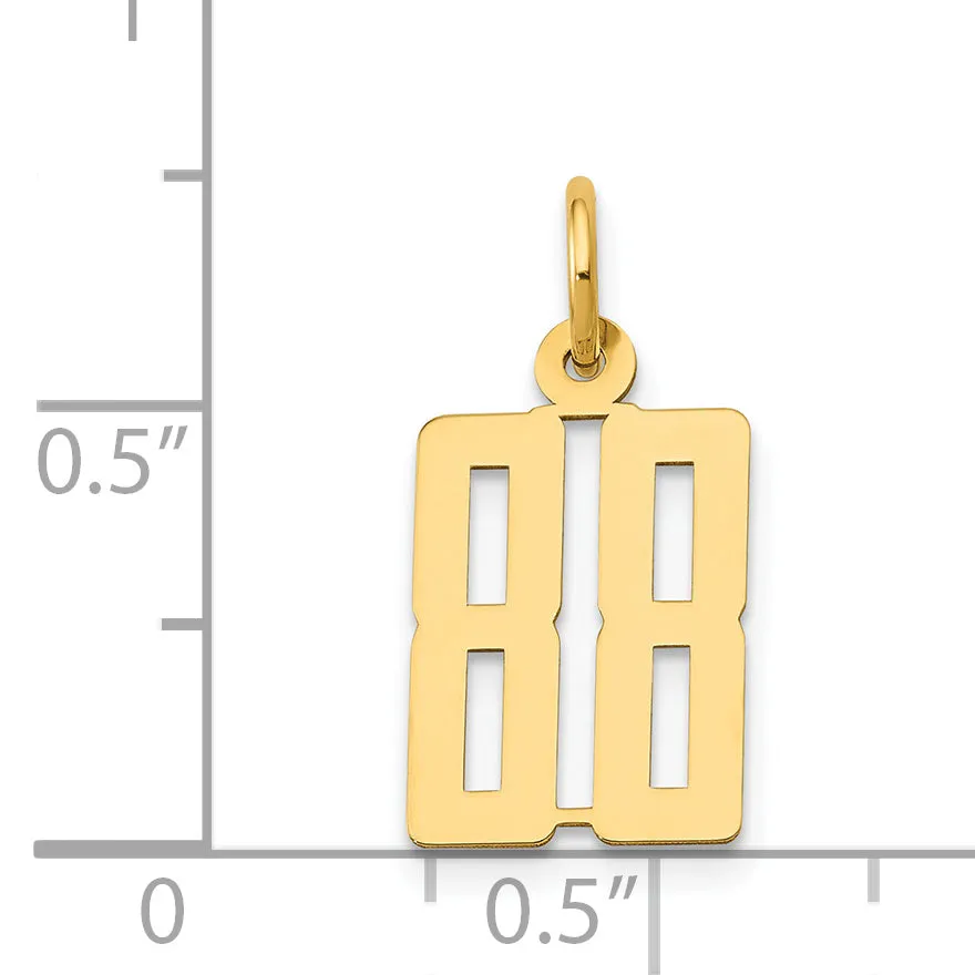 14K Gold Polished Elongated 88 Charm  Small, Laser Cut Design