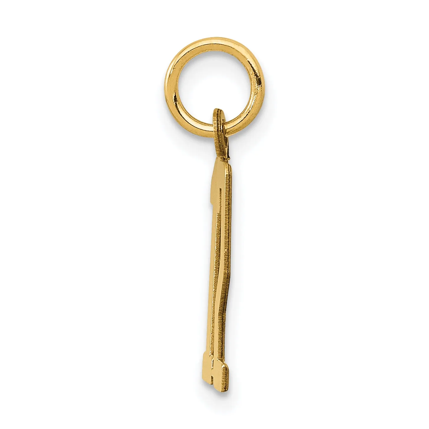 14K Gold Polished Elongated Charm Pendant  Laser Cut Small Themed Design