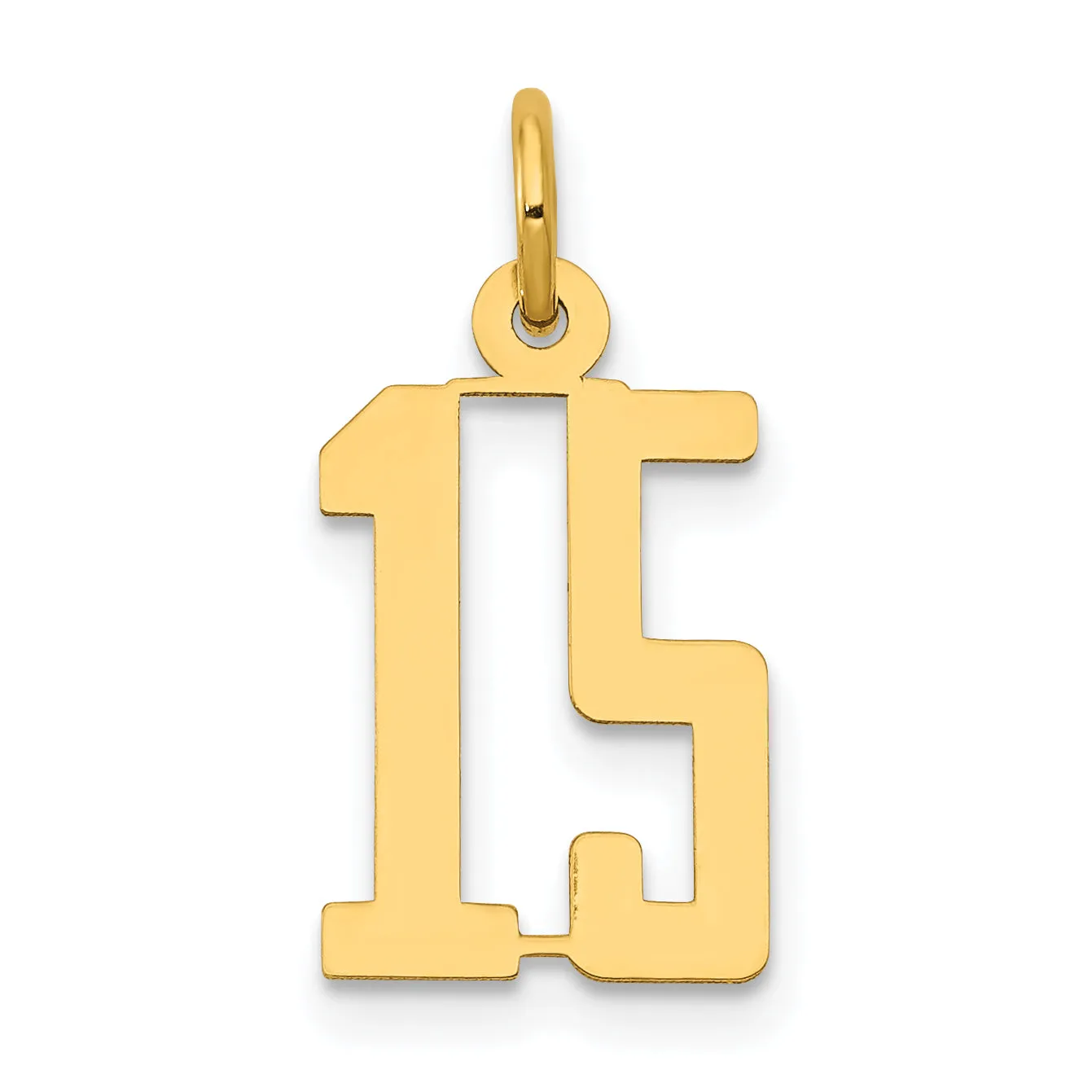 14K Gold Polished Elongated Charm with Laser Cut Detailing