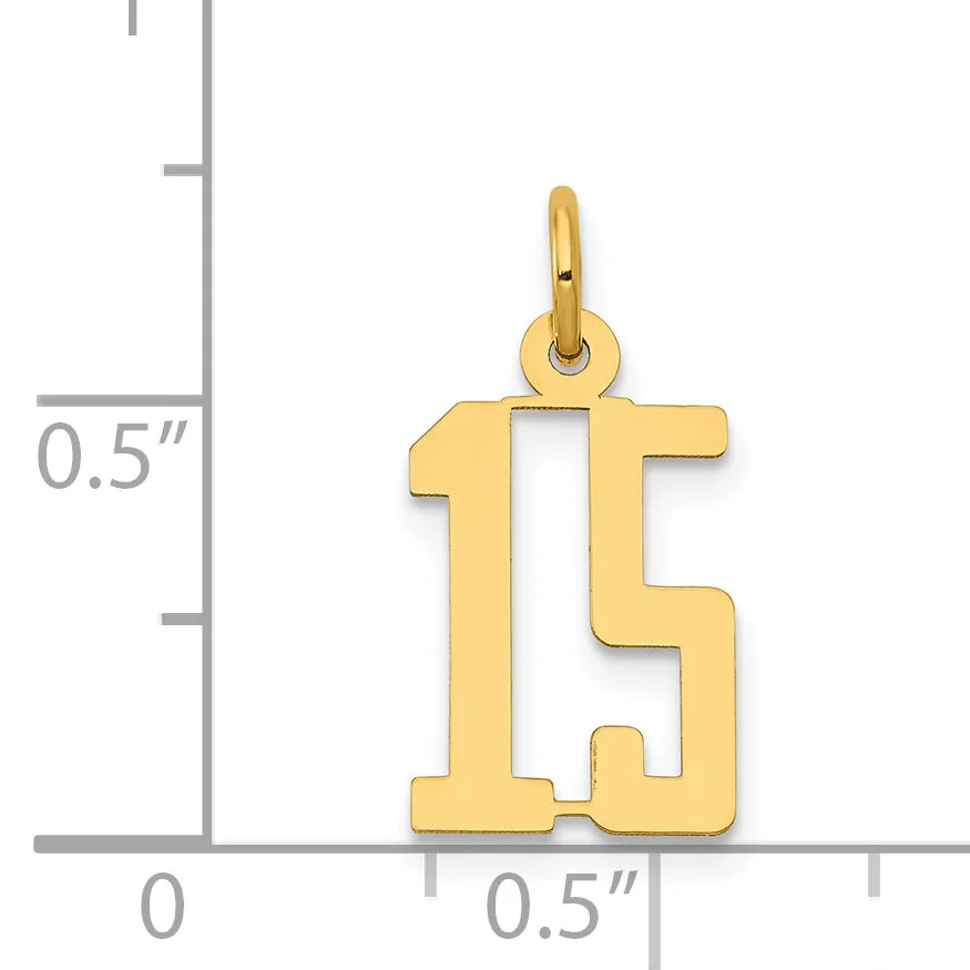 14K Gold Polished Elongated Charm with Laser Cut Detailing