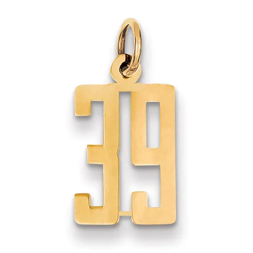 14K Gold Polished Elongated Charm with Laser-Cut Detailing