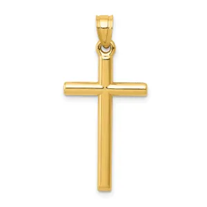 14K Gold Polished Hollow Cross Pendant for Elegant Everyday Wear