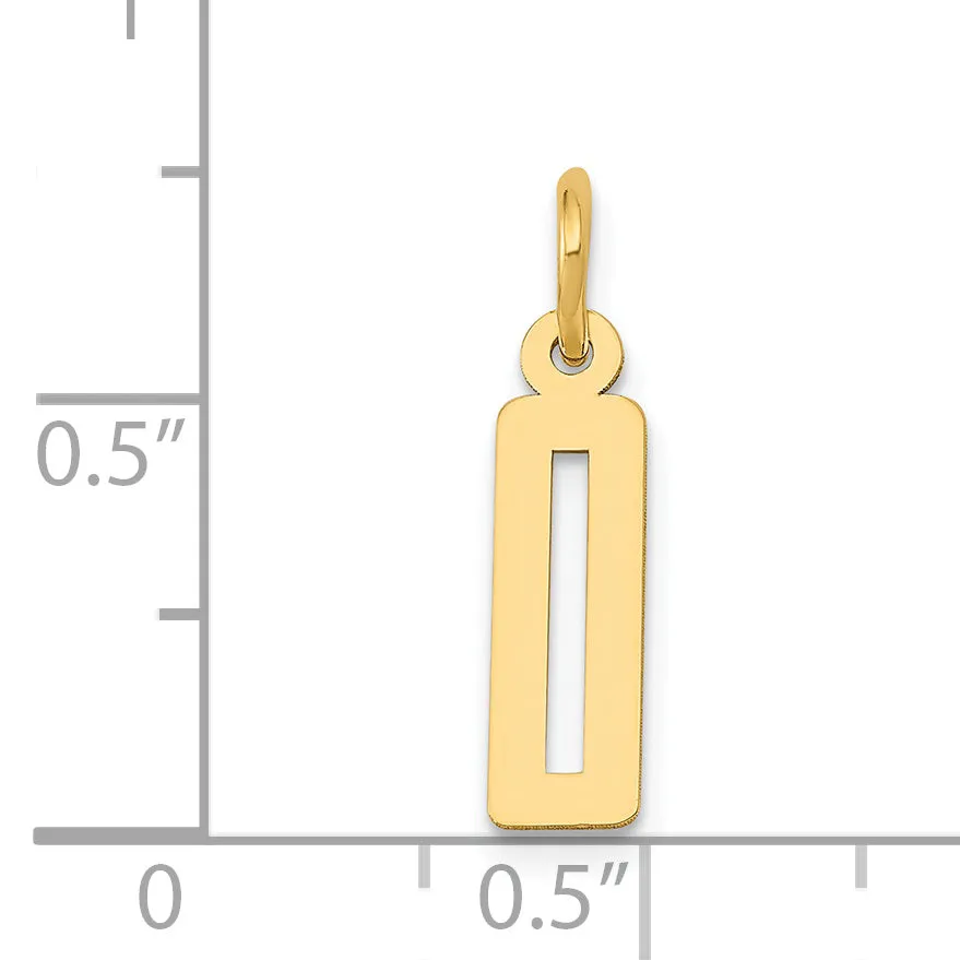 14K Gold Polished Number 0 Charm  Small, Laser-Cut, Elegant Design