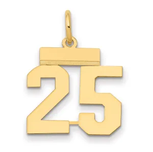 14K Gold Polished Number 25 Charm  Small Laser-Cut Elegant Design
