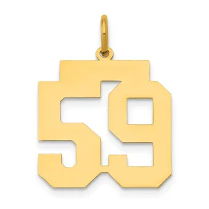 14K Gold Polished Number 59 Charm Laser Cut Medium