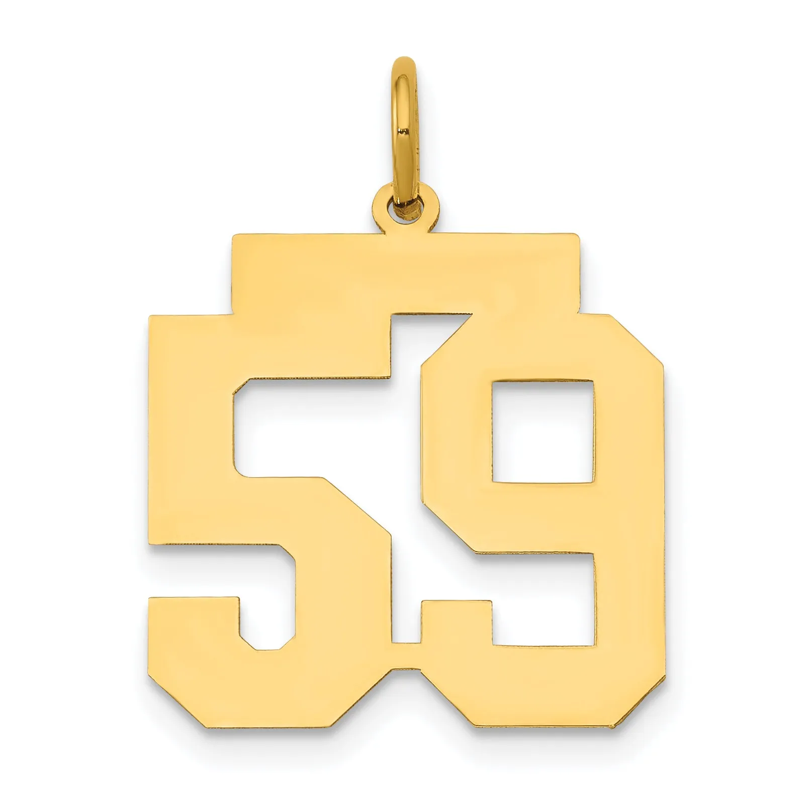 14K Gold Polished Number 59 Charm Laser Cut Medium