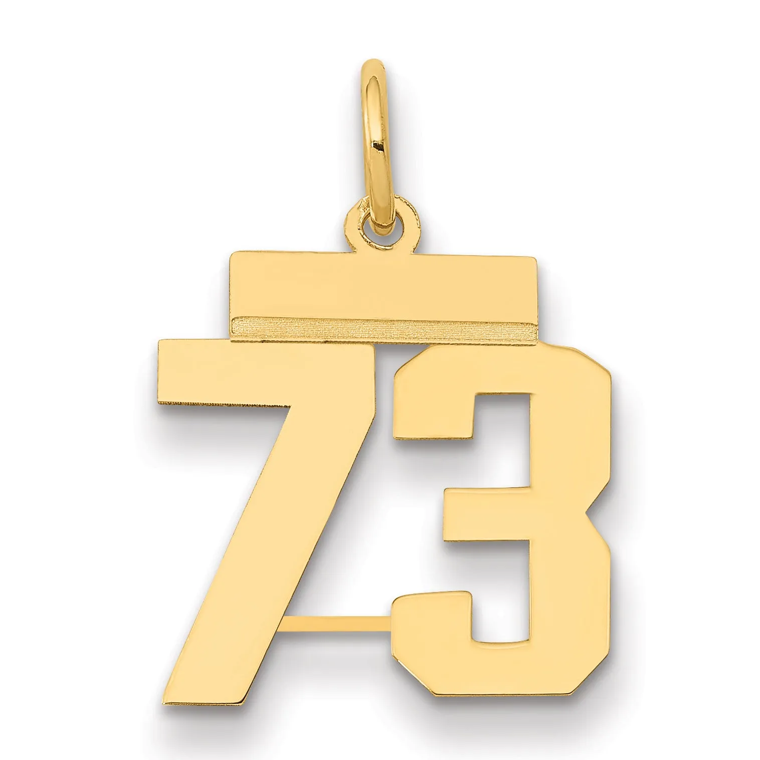 14K Gold Polished Number 73 Charm  Laser Cut, Small, Elegant
