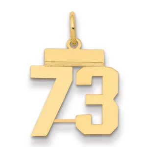 14K Gold Polished Number 73 Charm  Laser Cut, Small, Elegant