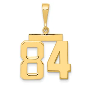 14K Gold Polished Number 84 Charm Medium-Sized Elegant Pendant