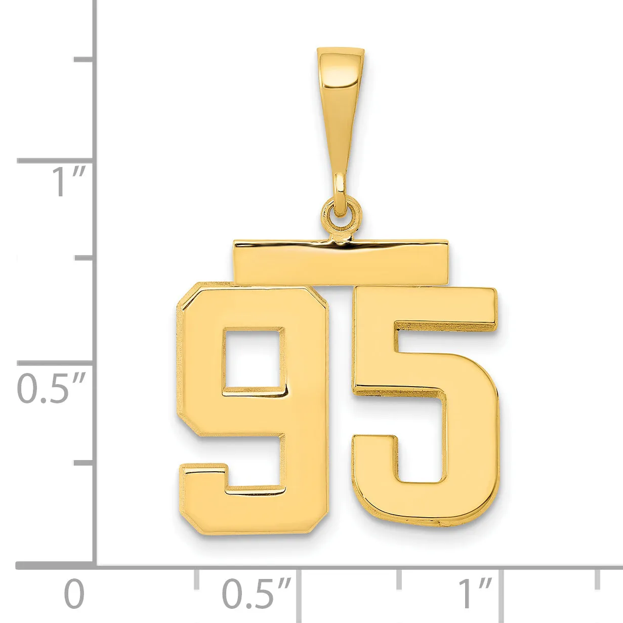 14K Gold Polished Number 95 Charm Medium Size Themed Pendant