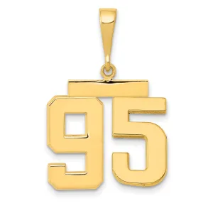14K Gold Polished Number 95 Charm Medium Size Themed Pendant