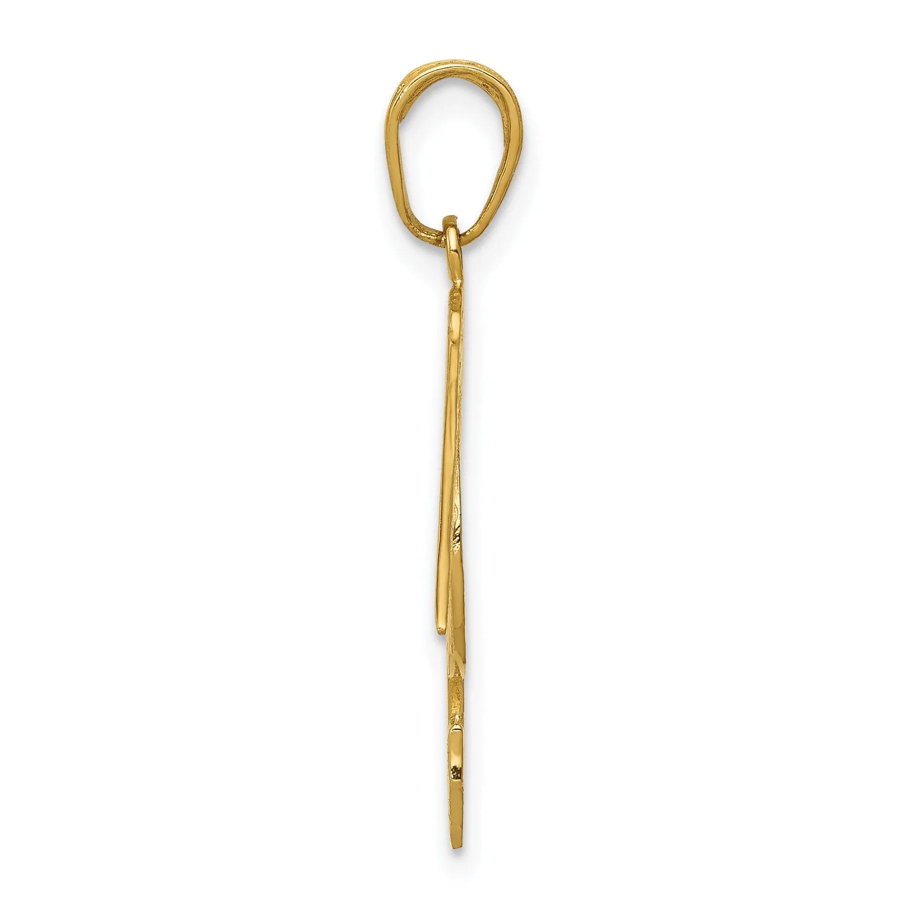 14K Gold Polished Pelican Pendant for Men with Textured Detail