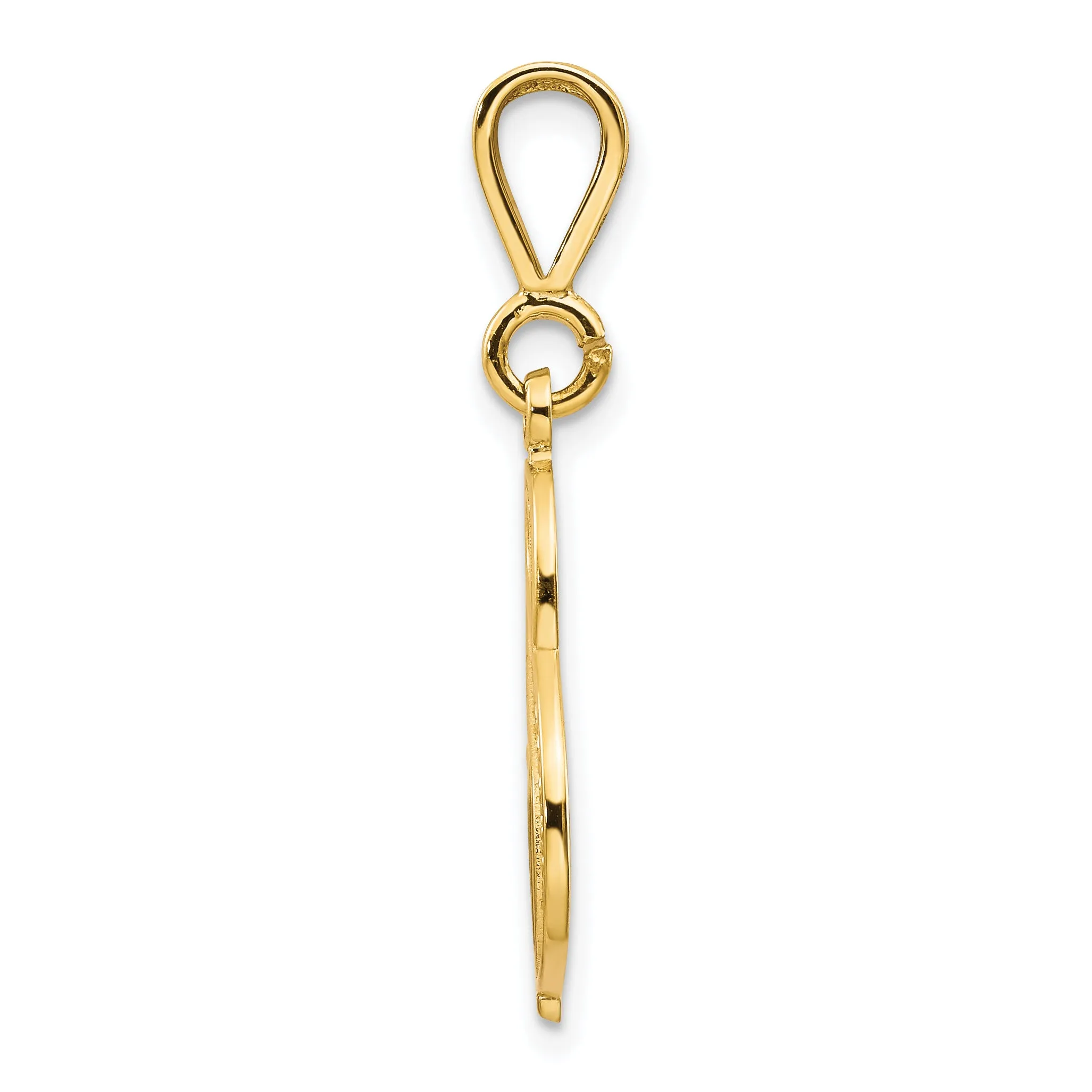 14K Gold Polished Script Filigree Letter S Pendant Elegant Statement Piece