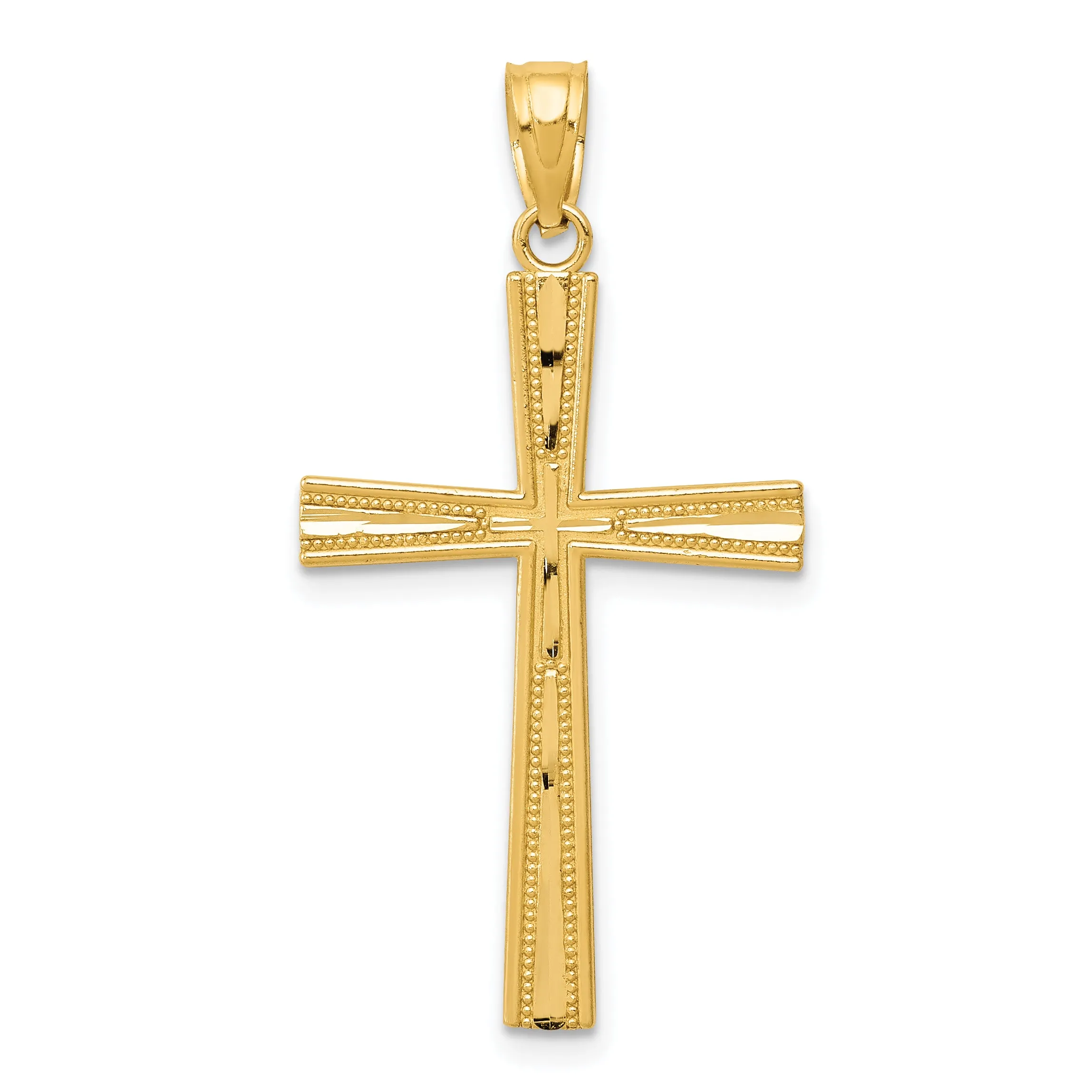 14K Gold Reversible Satin Diamond-Cut Cross Pendant by Sophia Jewelers