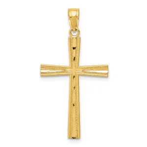 14K Gold Reversible Satin Diamond-Cut Cross Pendant by Sophia Jewelers