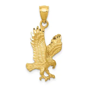 14K Gold Satin Diamond-Cut Eagle Pendant for Men  Bold & Textured Design