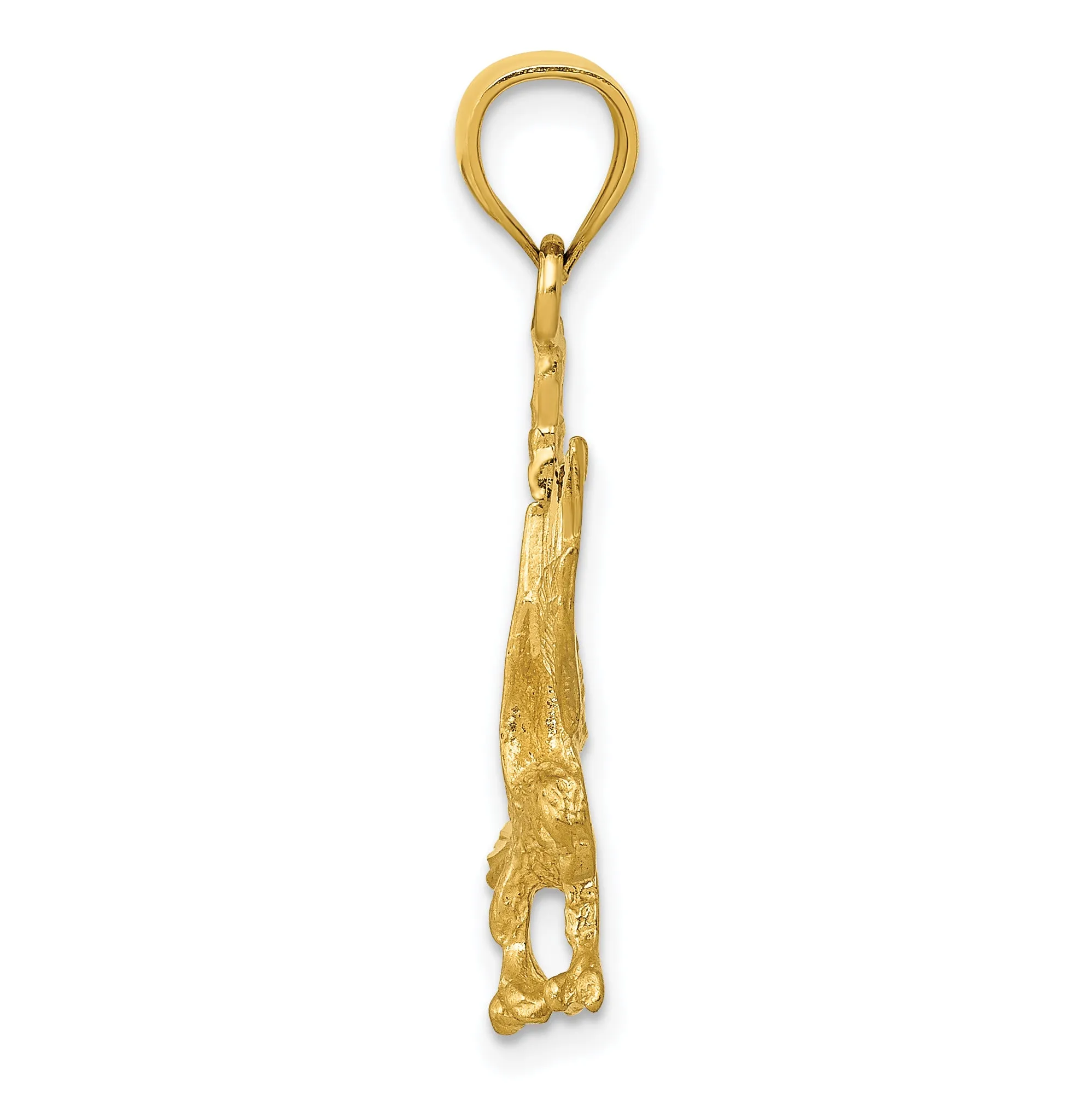 14K Gold Satin Diamond-Cut Eagle Pendant for Men  Bold & Textured Design