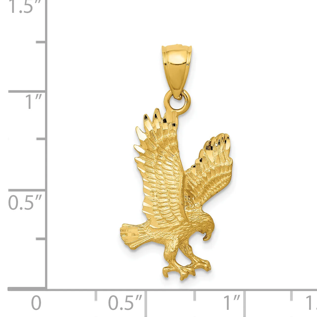 14K Gold Satin Diamond-Cut Eagle Pendant for Men  Bold & Textured Design