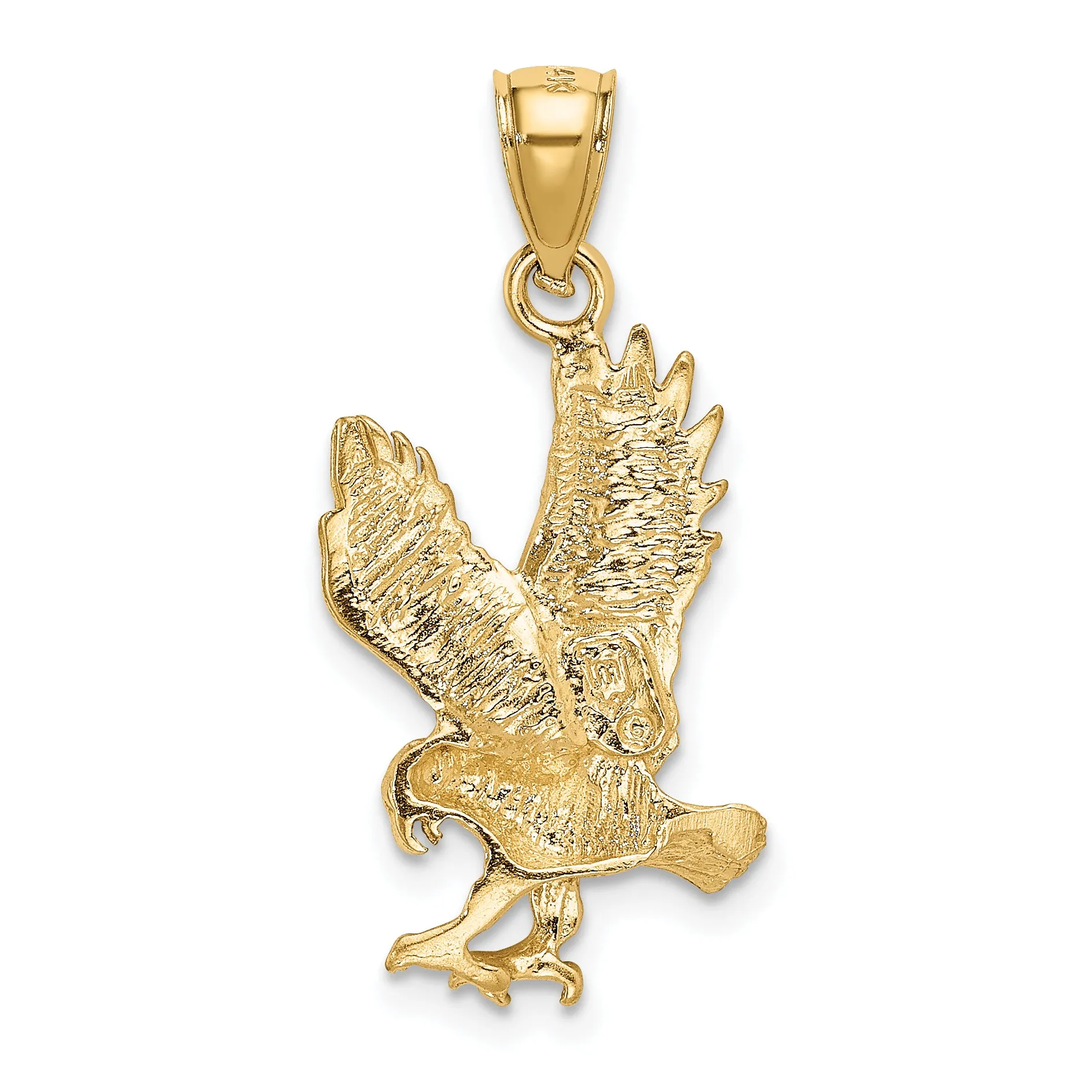14K Gold Satin Diamond-Cut Eagle Pendant for Men  Bold & Textured Design