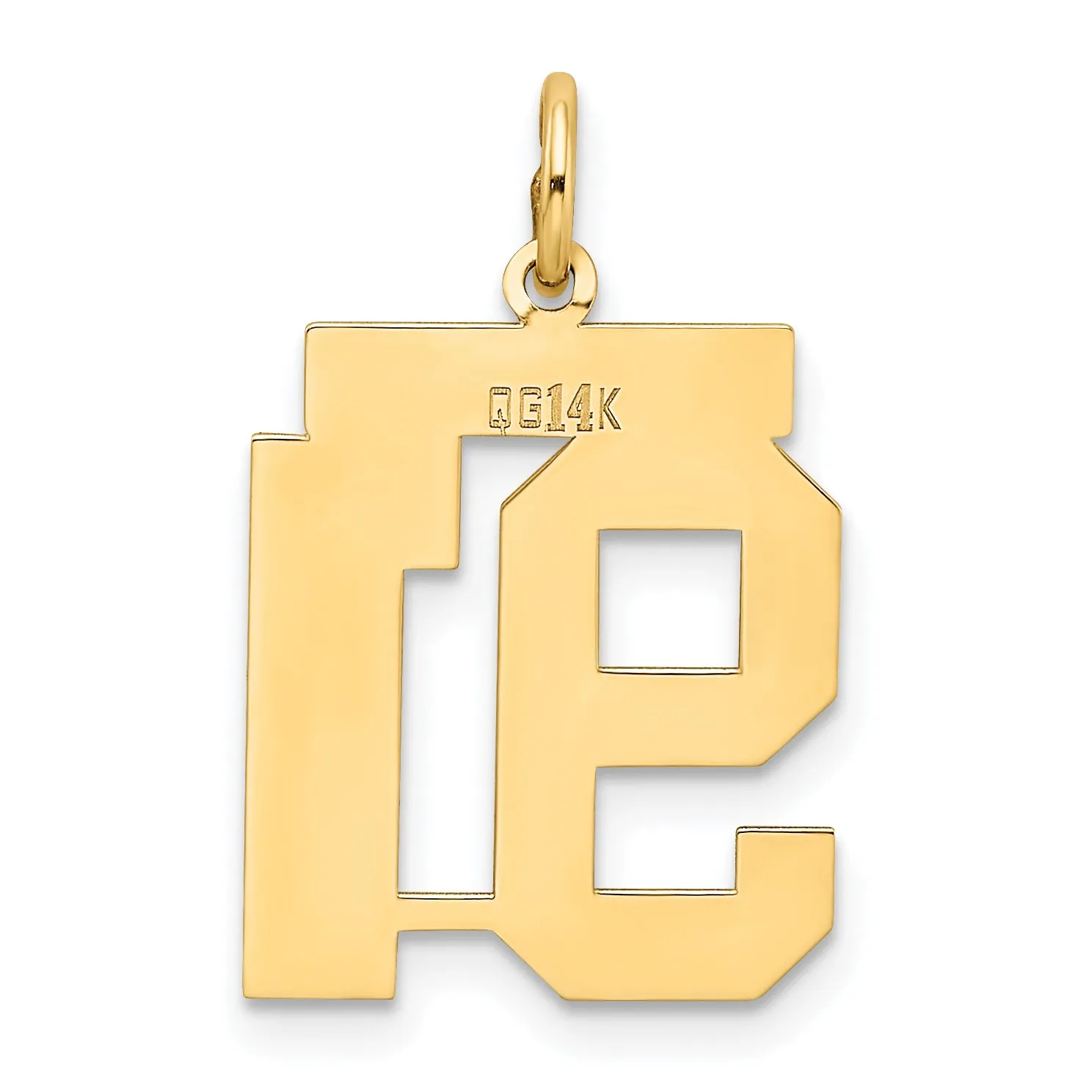 14K Gold Satin Finish Number 91 Charm with Brushed Texture