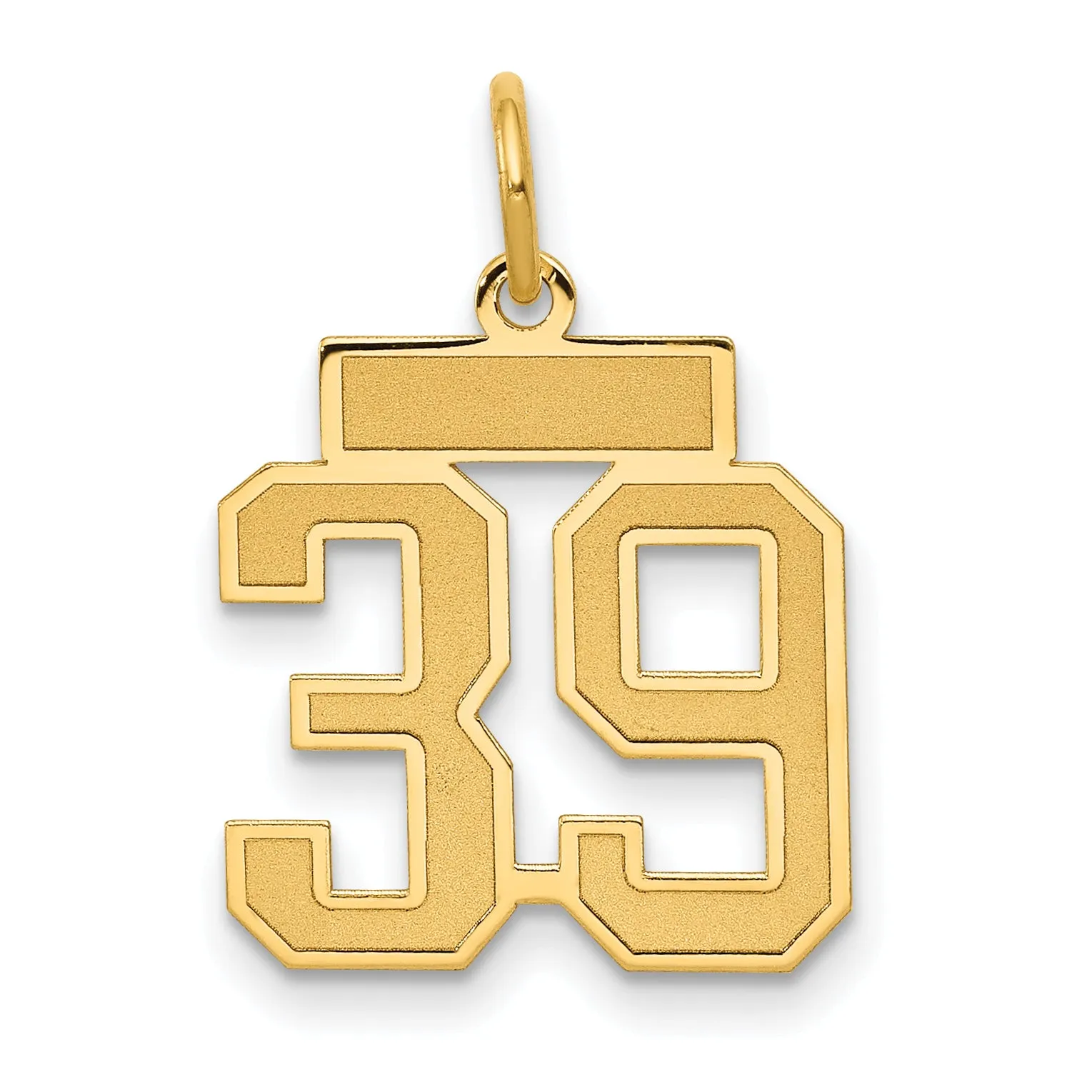 14K Gold Satin Number 39 Charm with Brushed Finish Small