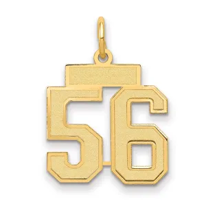 14K Gold Satin Number 56 Charm with Brushed Finish  Small, Laser Cut Design