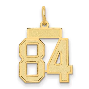 14K Gold Satin Number 84 Charm with Brushed Finish Small