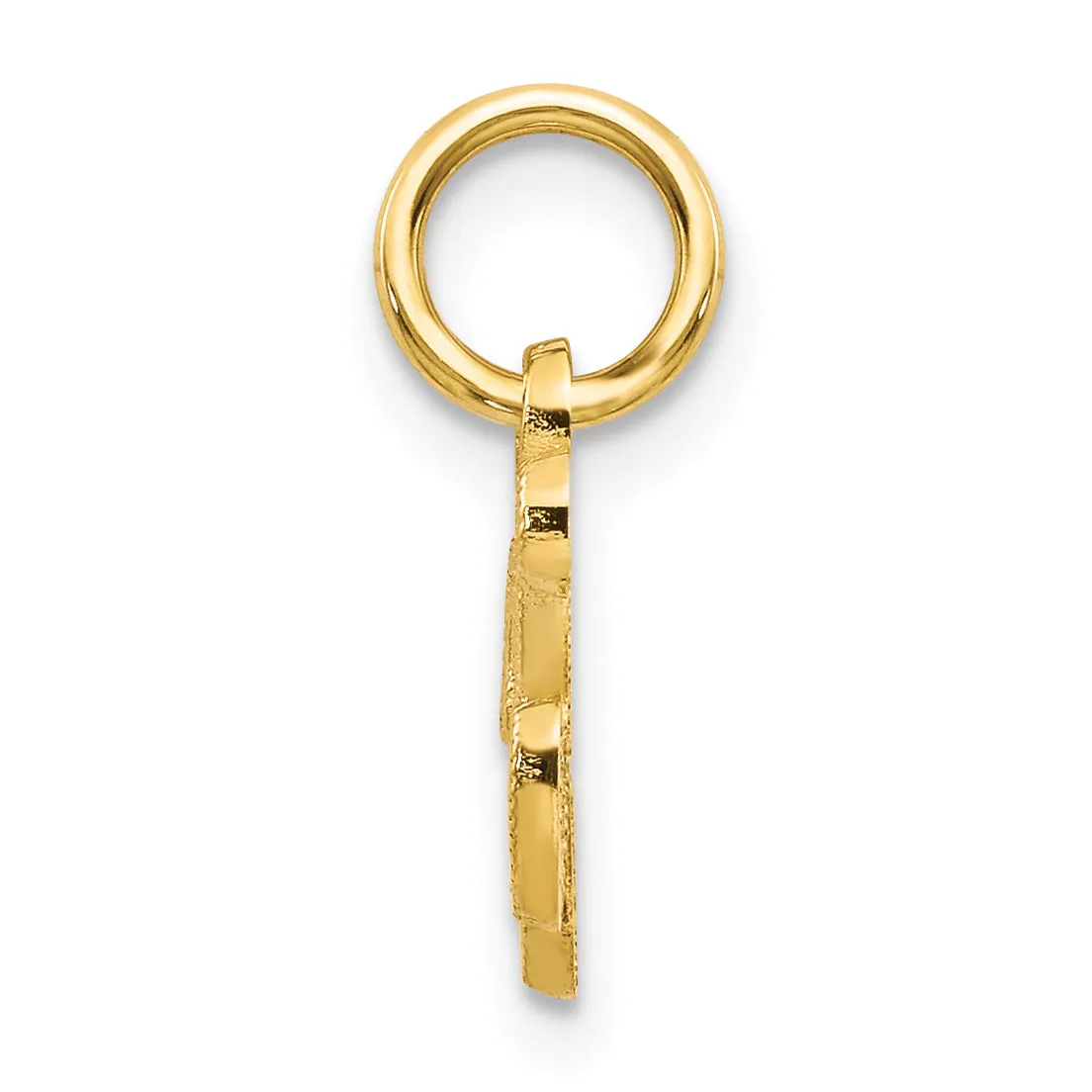 14K Gold Script Letter K Charm with Polished Textured Finish