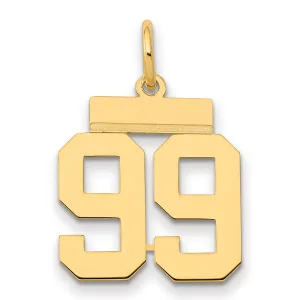 14K Gold Small Polished Number 99 Charm  Laser Cut, Elegant