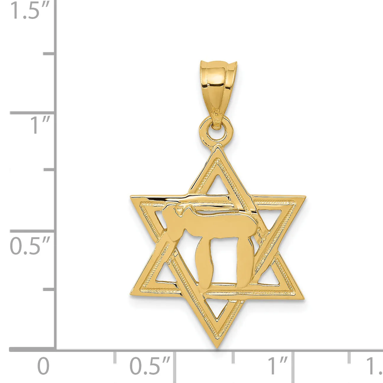 14K Gold Solid Chai in Star of David Charm  Elegant, Casted Design