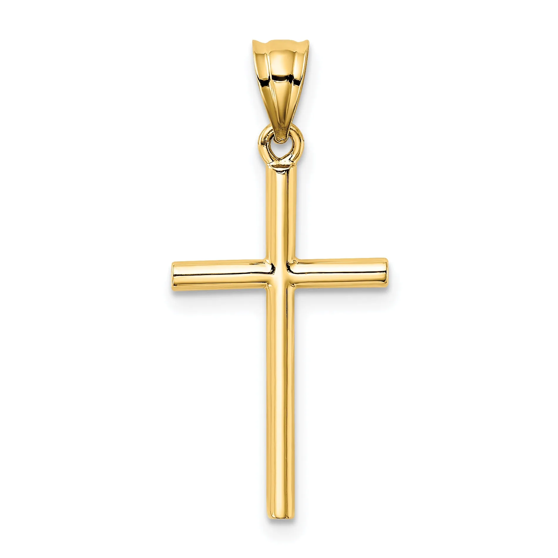 14K Gold Solid Cross Pendant with 3D Design  Elegant Faith Symbol