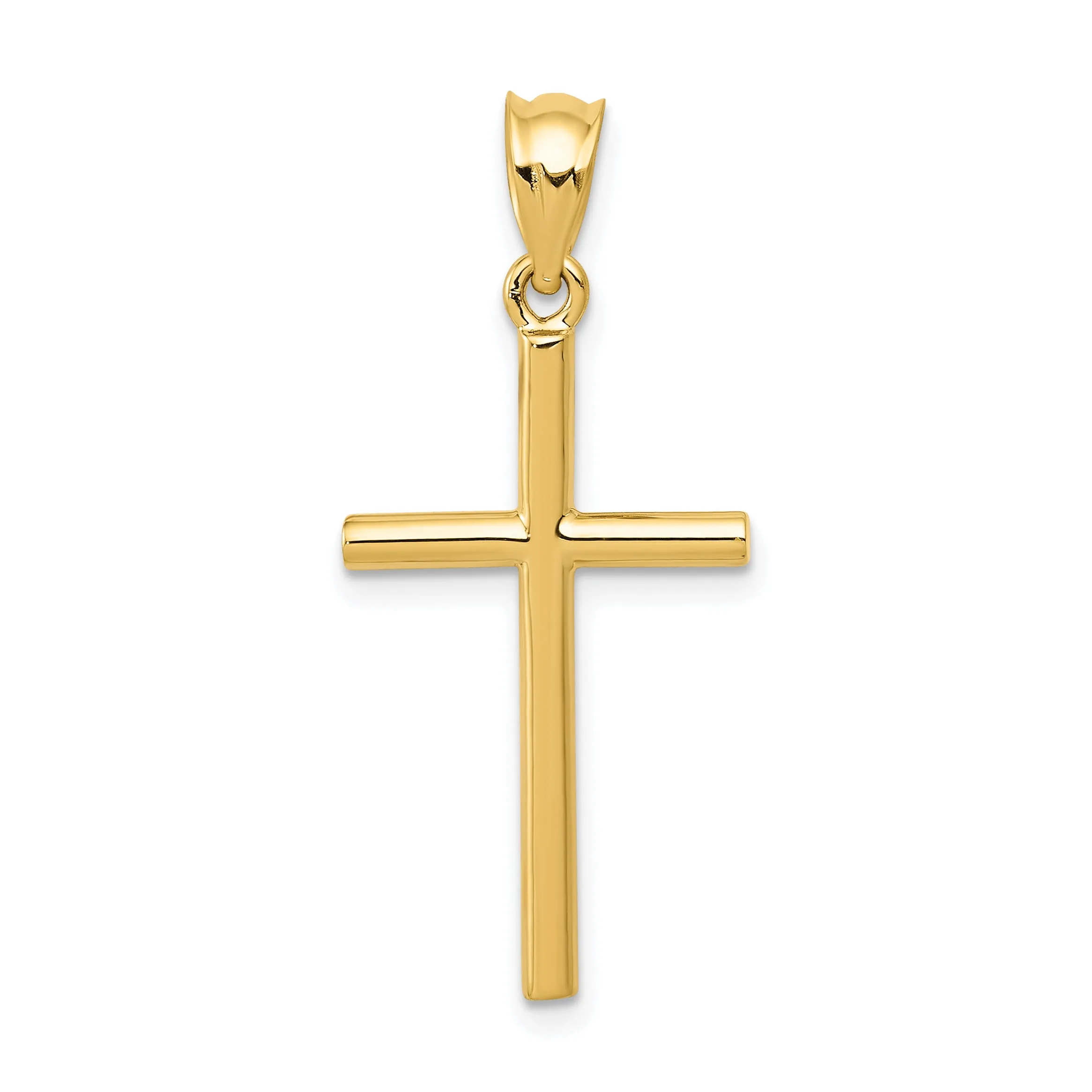 14K Gold Solid Cross Pendant with 3D Design  Elegant Faith Symbol