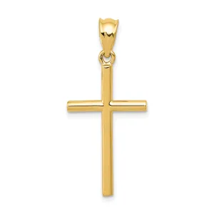 14K Gold Solid Cross Pendant with 3D Design  Elegant Faith Symbol