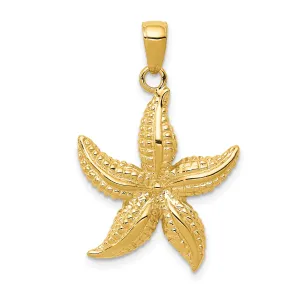 14K Gold Starfish Pendant for Men with Textured Design