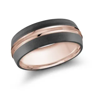 14K Rose Gold Ring from the Noir Collection by Malo - MRDA-026-8P