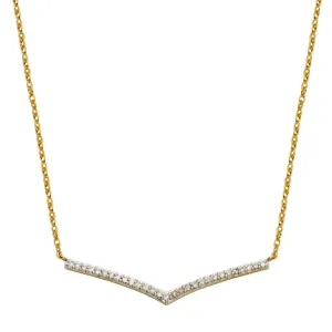 14K Y Gold 0.12ctw V Shape Diamond Necklace