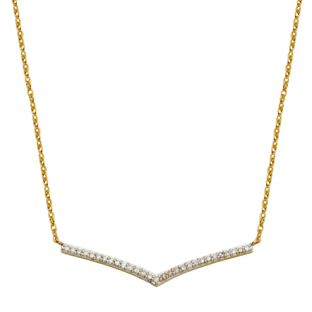 14K Y Gold 0.12ctw V Shape Diamond Necklace