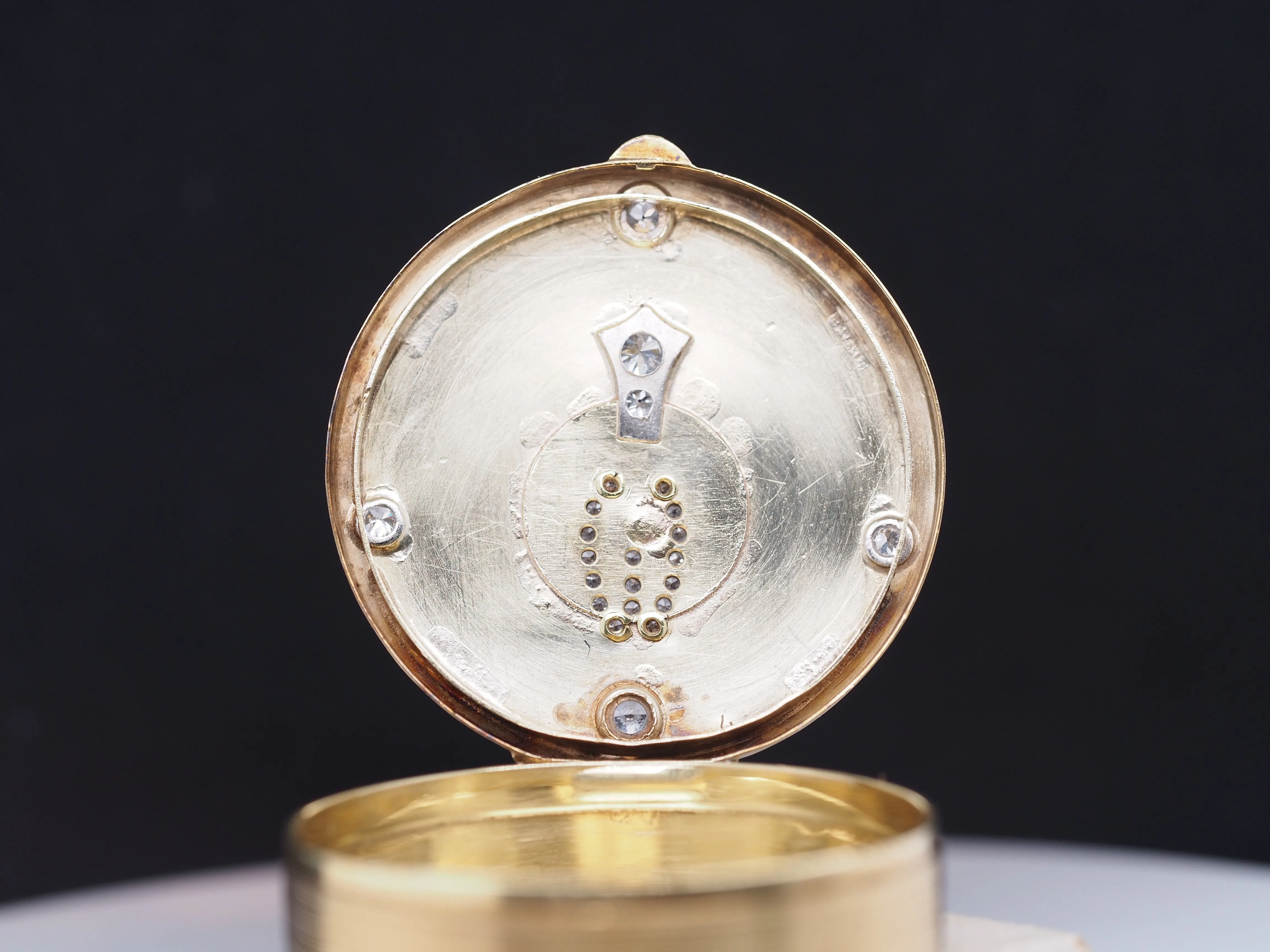 14K Yellow Gold Edwardian Pill Box Pendant with Diamonds
