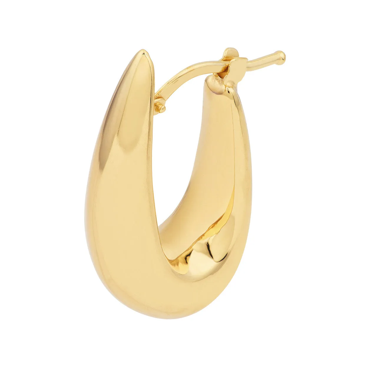 14k Yellow Gold Puffy Graduated Oval Modern Contemporary Hoop Earrings