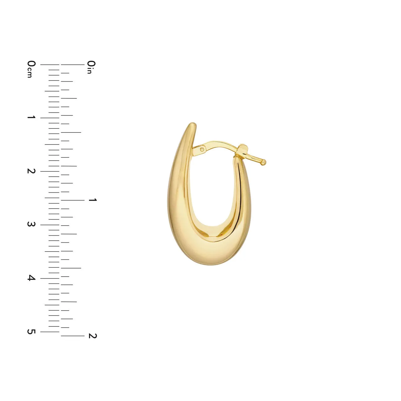 14k Yellow Gold Puffy Graduated Oval Modern Contemporary Hoop Earrings
