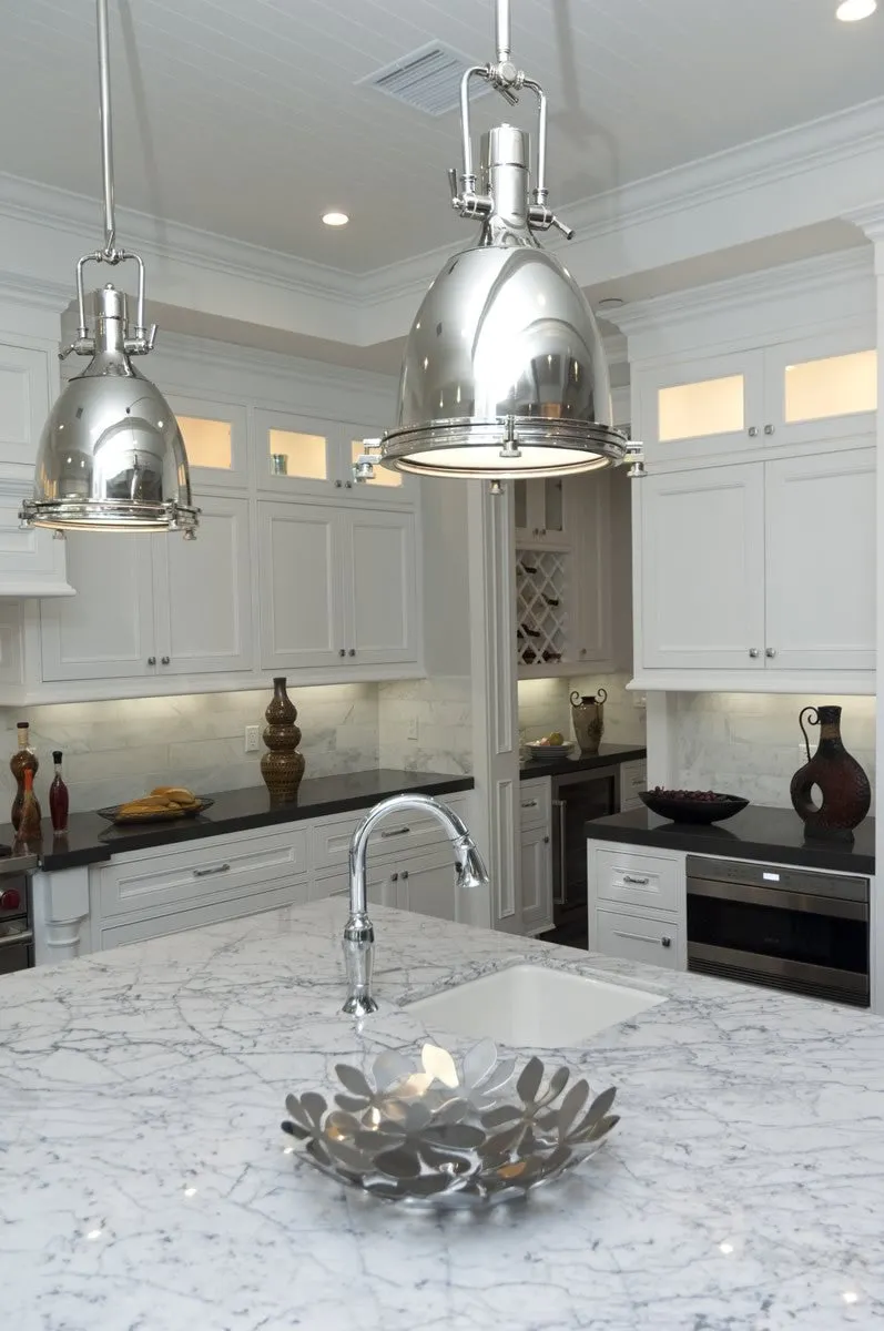 14"W Hi-Bay 1-Light Pendant Polished Nickel