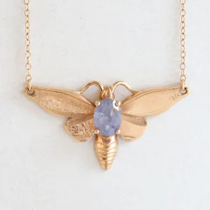 1.60 ct Oval Rustic Lavender Sapphire Moth Pendant in Rose Gold