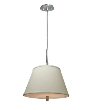 16"W Satin Nickel Pendant Light with Empire Textured Oatmeal Slotted Pendant Shade and Diffuser