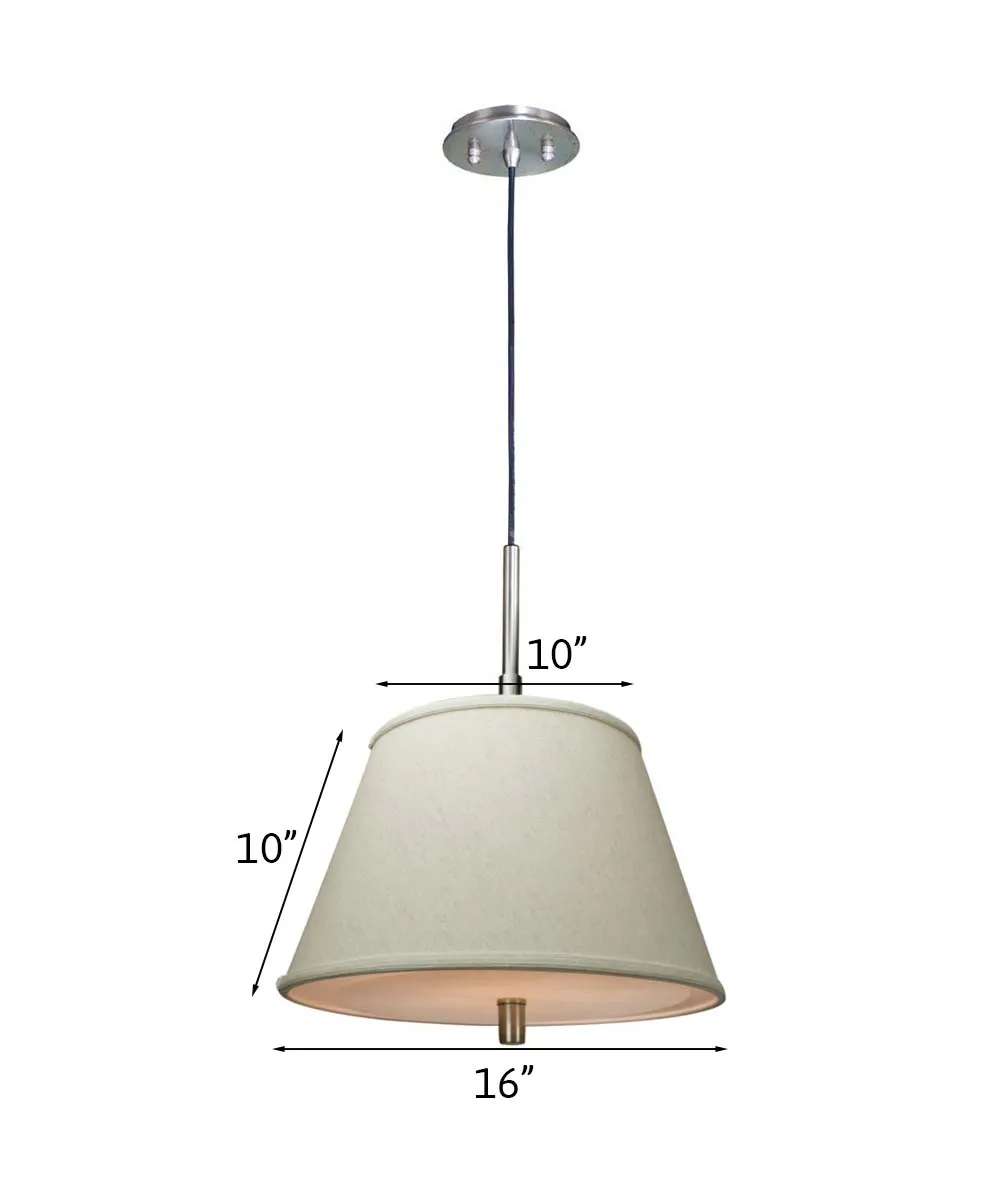 16"W Satin Nickel Pendant Light with Empire Textured Oatmeal Slotted Pendant Shade and Diffuser