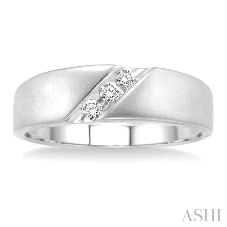1/8 ctw Round Cut Diamond Men's Ring in 14K White Gold