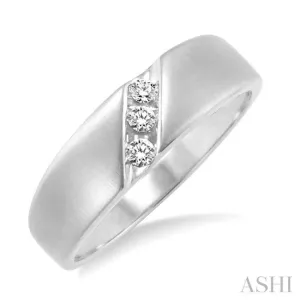 1/8 ctw Round Cut Diamond Men's Ring in 14K White Gold