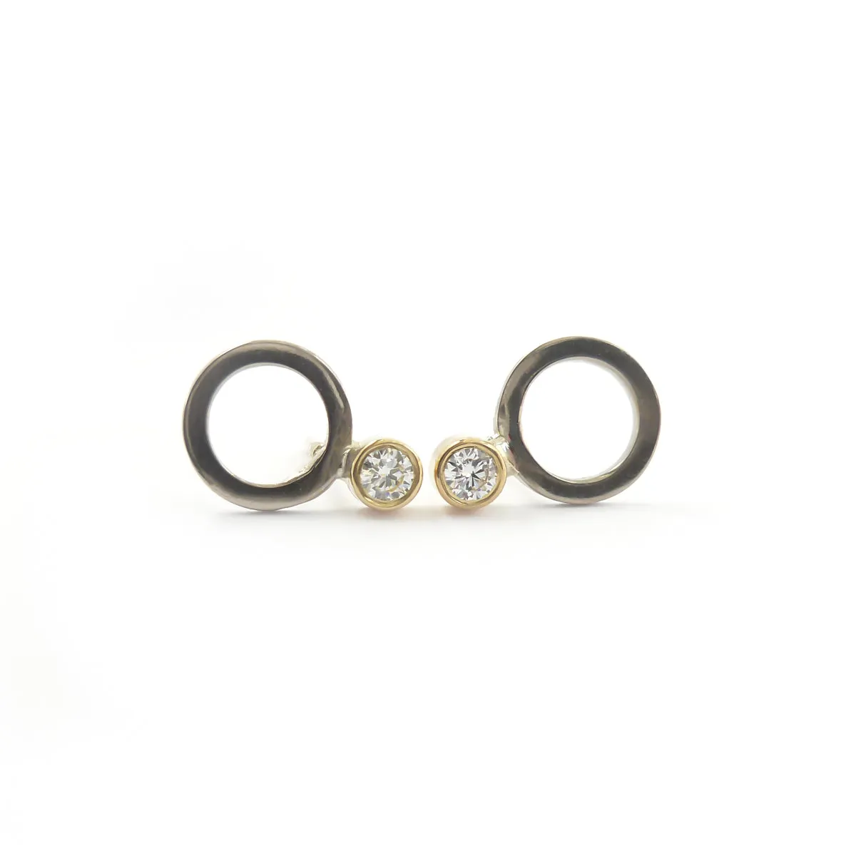 18ct white and yellow gold diamond contemporary earrings