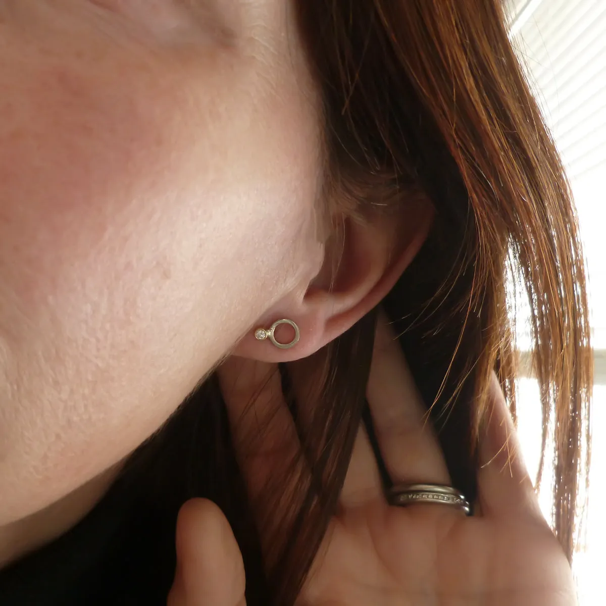 18ct white and yellow gold diamond contemporary earrings
